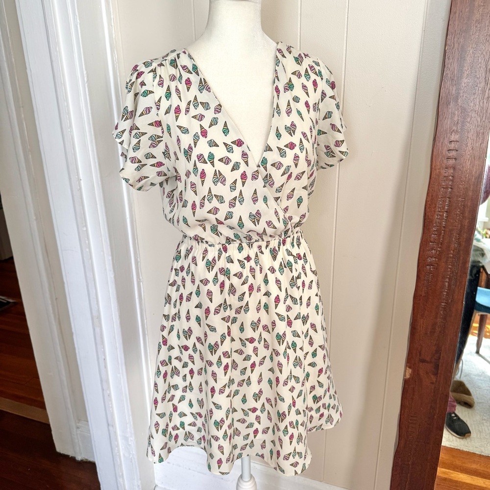 Forever 21 Cream Mini Dress with Pink & Teal Ice Cream Print